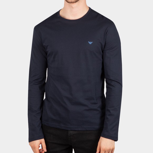 Emporio Armani Mens Blue Small Logo Stretch Long Sleeve T Shirt main image