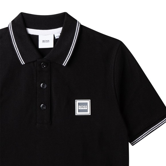 BOSS Boys Black J25L73 Square Badge Polo Shirt main image