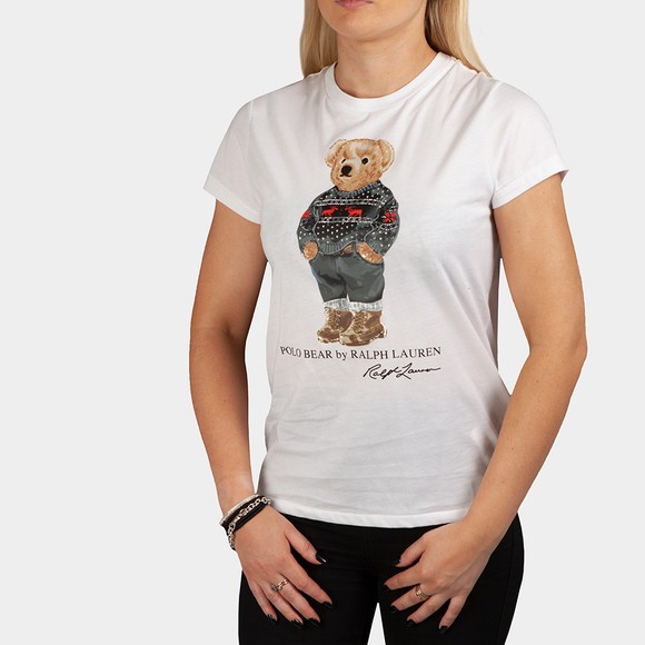 Polo Bear By Ralph Lauren Womens White Ski Bear T Shirt main image