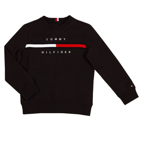 Tommy Hilfiger Kids Boys Black Flag Rib Insert Sweatshirt main image