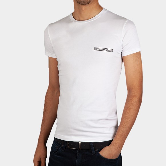 Emporio Armani Mens White Block Logo Stretch Crew T Shirt main image