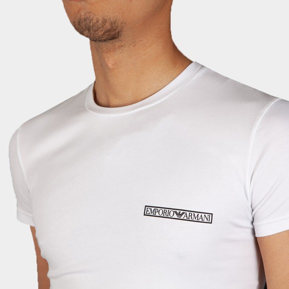 Emporio Armani Mens White Block Logo Stretch Crew T Shirt main image