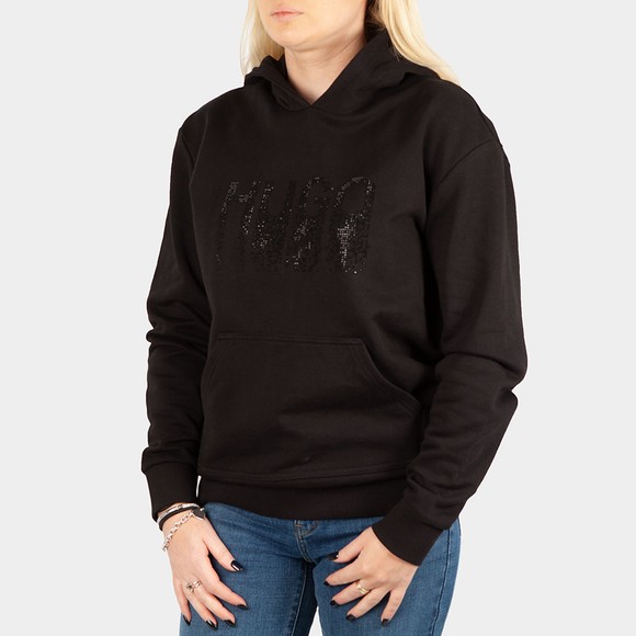 HUGO Womens Black Dasara Diamante Hoody main image