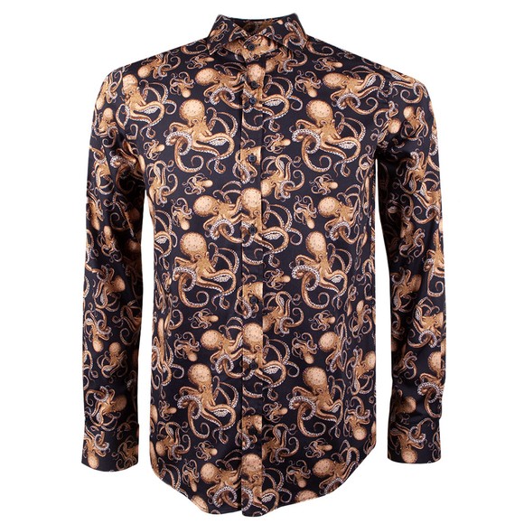 Guide London Mens Blue Octopus Shirt main image