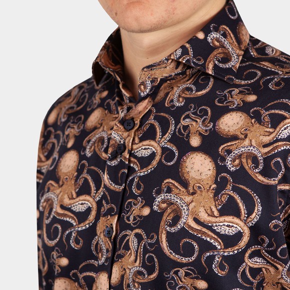Guide London Mens Blue Octopus Shirt main image