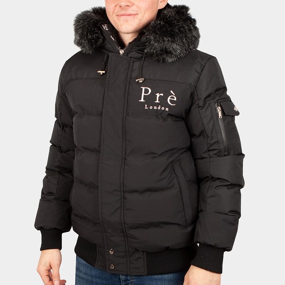 Pre London Mens Black Kylo Fur Bomber Parka main image