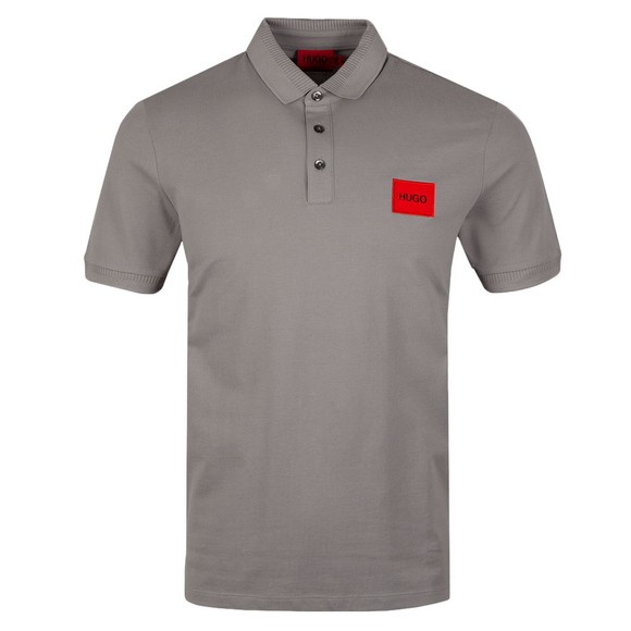 HUGO Mens Grey Dereso212 Square Badge Polo Shirt #1