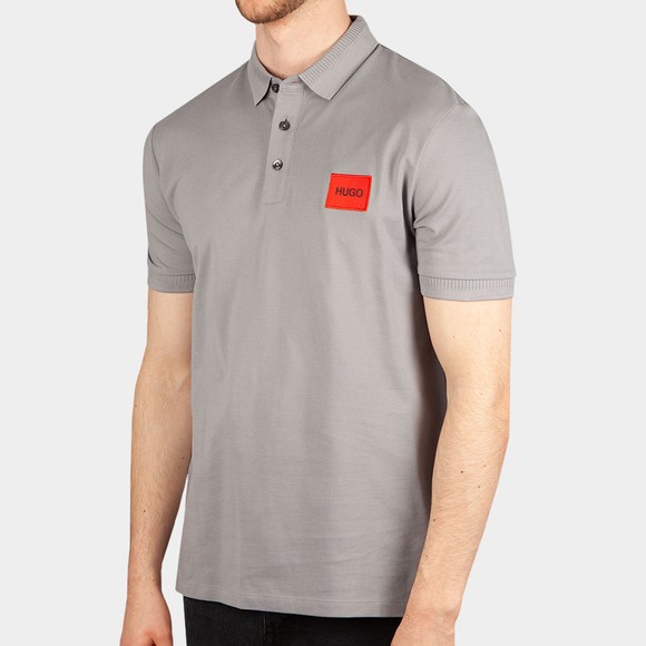 HUGO Mens Grey Dereso212 Square Badge Polo Shirt #2