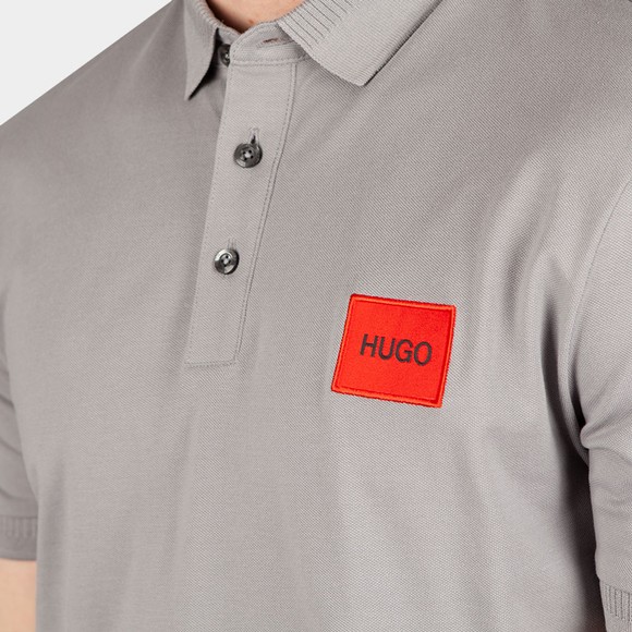 HUGO Mens Grey Dereso212 Square Badge Polo Shirt #3