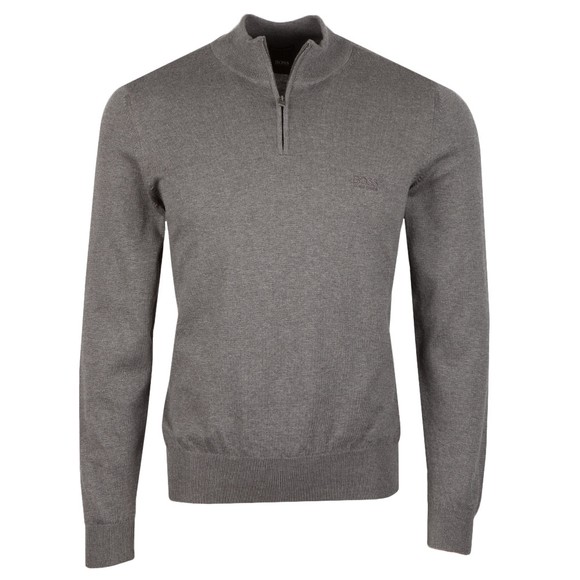 BOSS Mens Grey Formal Padro Half Zip Jumper #1
