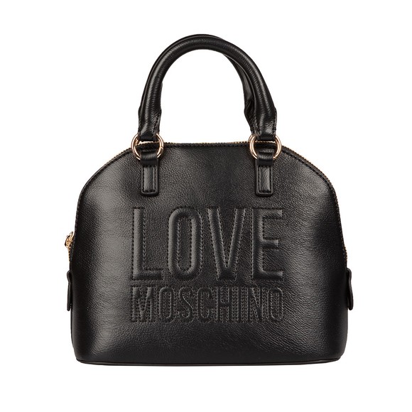 Love Moschino Womens Black Embossed Logo Top Handle Bag #1