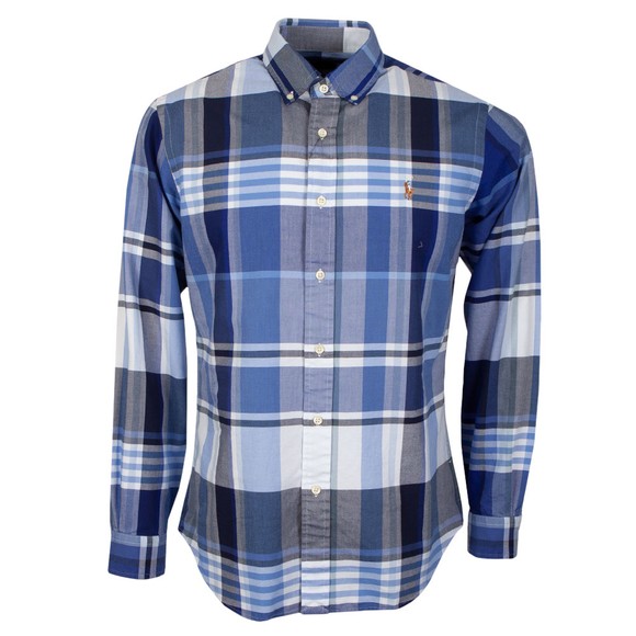 Polo Ralph Lauren Mens Blue Custom Fit Large Check Shirt #1