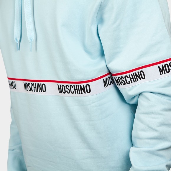 Moschino Mens Blue Tape Front Overhead Hoody #3