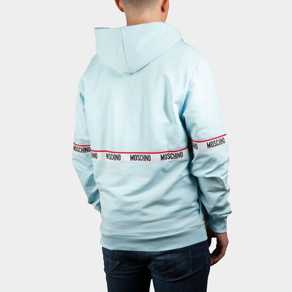 Moschino Mens Blue Tape Front Overhead Hoody #4