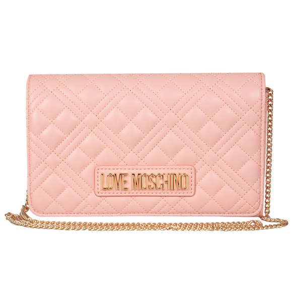 Love Moschino Womens Pink Cross Quilted Clutch #1