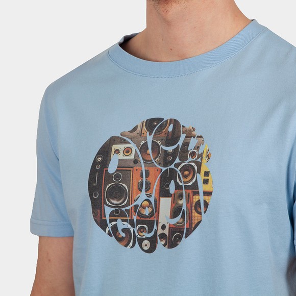 Pretty Green Mens Blue Speaker Wall Logo T-Shirt main image