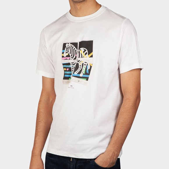 PS Paul Smith Mens White Zebra Photo T-Shirt main image