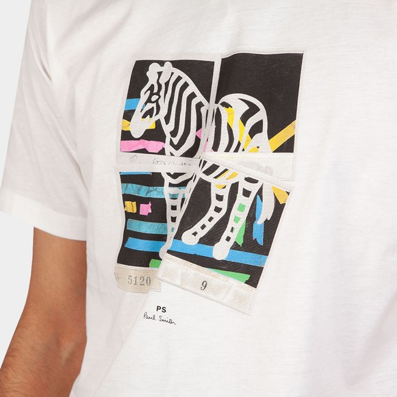 PS Paul Smith Mens White Zebra Photo T-Shirt main image