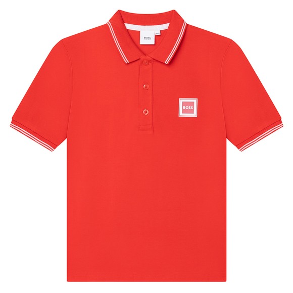 BOSS Boys Red J25N50 Square Badge Polo Shirt main image