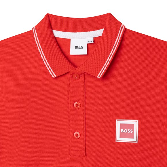 BOSS Boys Red J25N50 Square Badge Polo Shirt main image