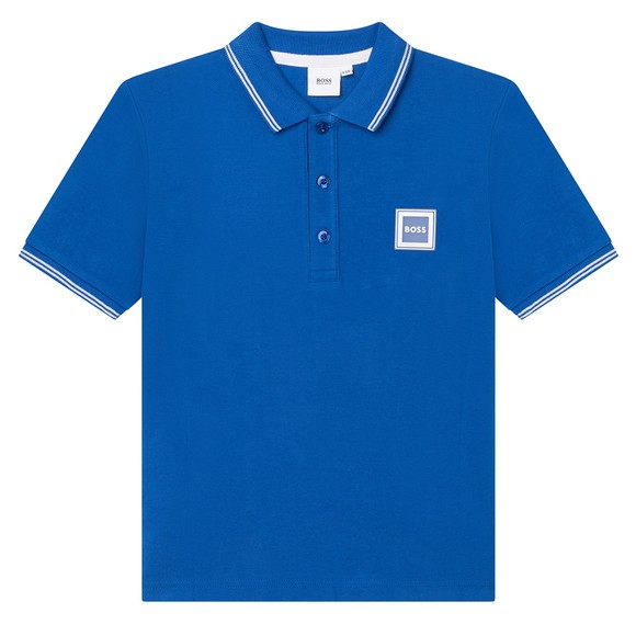 BOSS Boys Blue J25N50 Square Badge Polo Shirt main image