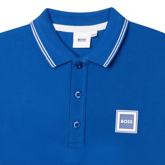 BOSS Boys Blue J25N50 Square Badge Polo Shirt main image