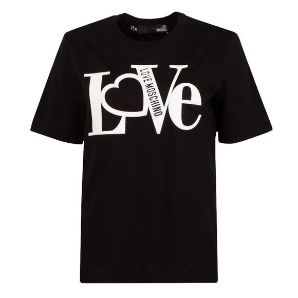 Love Moschino Womens Black Felt Logo T Shirt main image