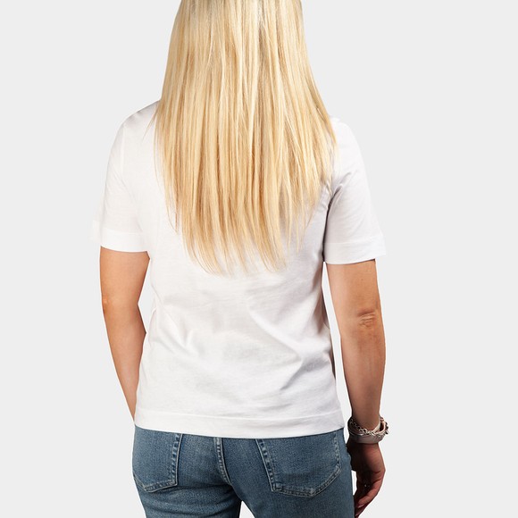 Love Moschino Womens White Metallic Heart Logo T Shirt #4