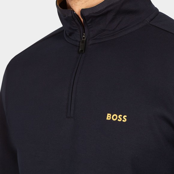 BOSS Mens Blue Athleisure Gold Logo Half Zip Sweatshirt #3