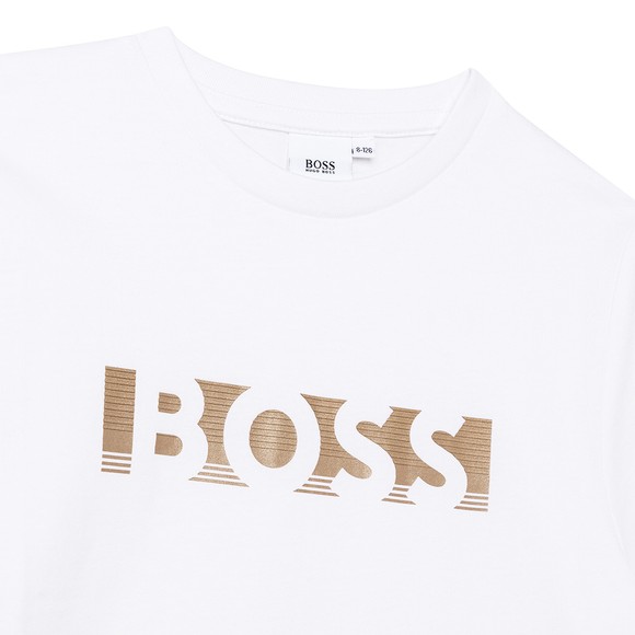 BOSS Boys White J25N39 Gold Logo T Shirt main image