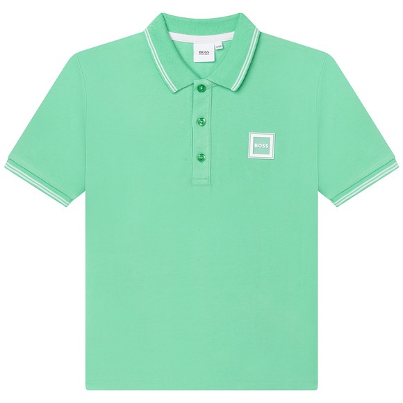 BOSS Boys Green J25N50 Square Badge Polo Shirt main image