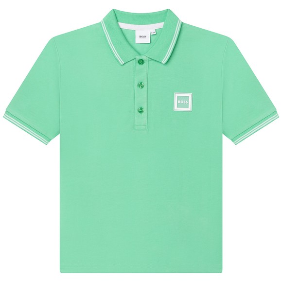 BOSS Boys Green J25N50 Square Badge Polo Shirt main image