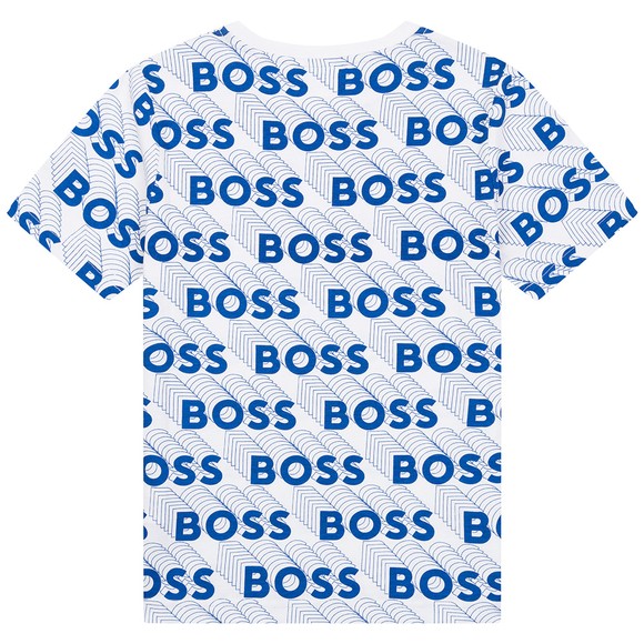 BOSS Boys White J25N55 Allover Logo T Shirt main image