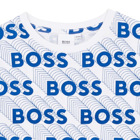 BOSS Boys White J25N55 Allover Logo T Shirt main image