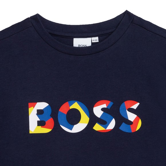 BOSS Boys Blue J25N46 Multi Colour Logo T Shirt main image