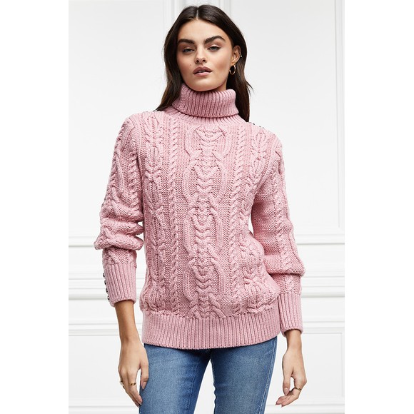 Holland Cooper Womens Pink Highbury Cable Jumper #2