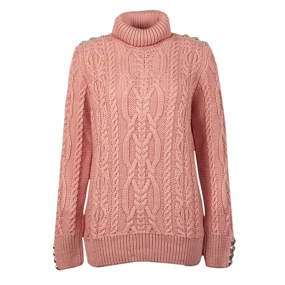Clothing Pink Roll Neck Jumper Womens Womens Highbury Cable Jumper
