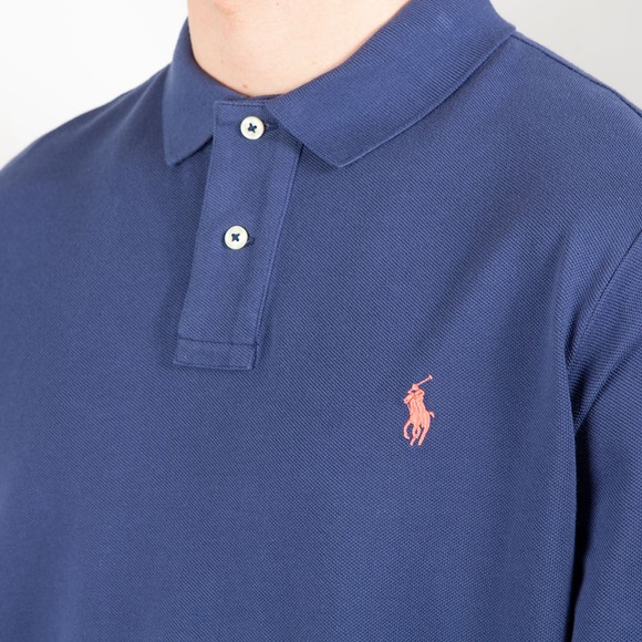 Polo Ralph Lauren Mens Blue Custom Slim Fit Long Sleeve Pima Polo Shirt #3