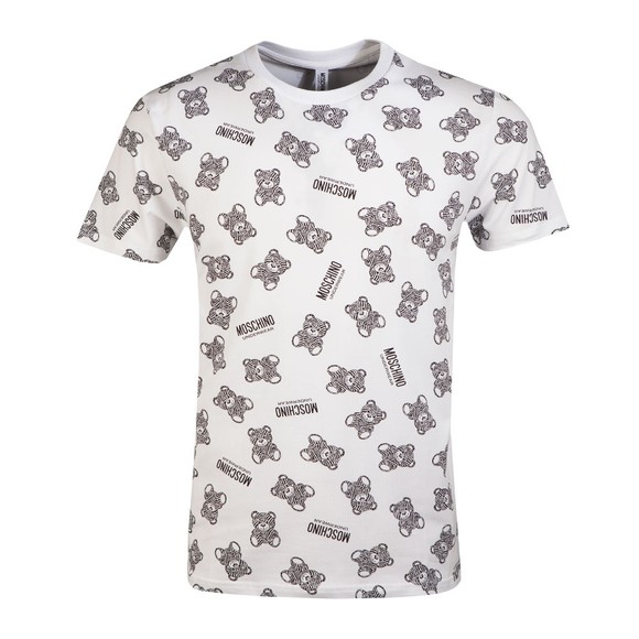 Moschino Mens White Allover Zebra Bear T Shirt #1