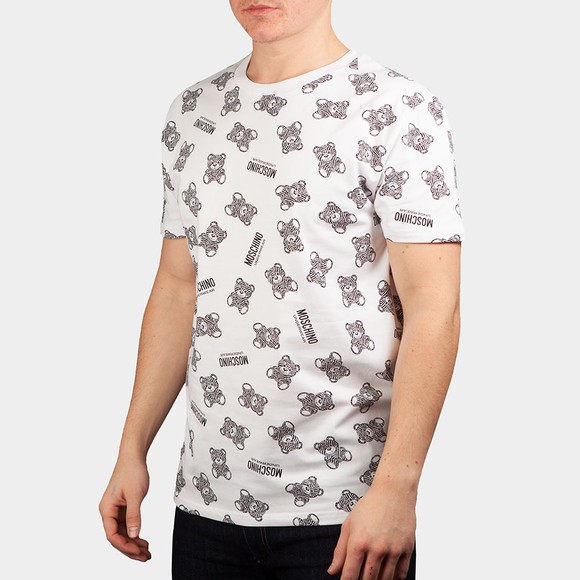 Moschino Mens White Allover Zebra Bear T Shirt #2