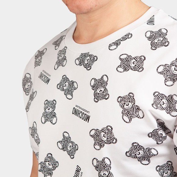 Moschino Mens White Allover Zebra Bear T Shirt #3