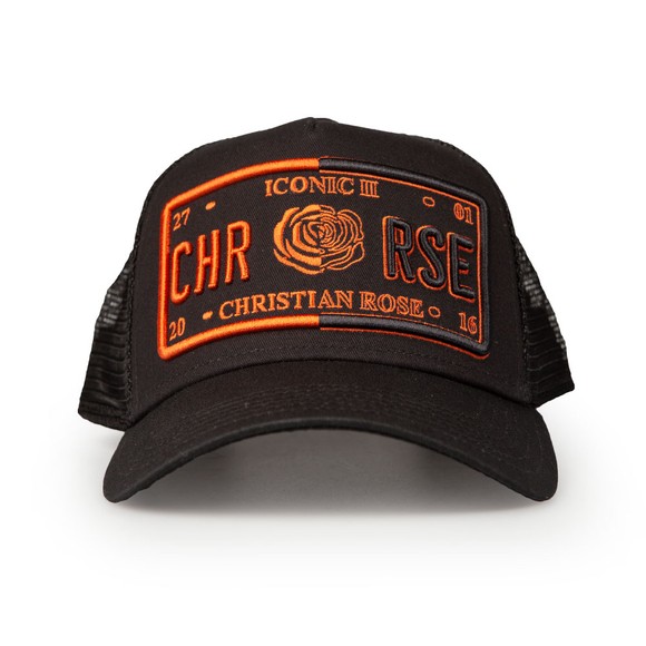 Christian Rose Mens Black Iconic Plate Cap main image