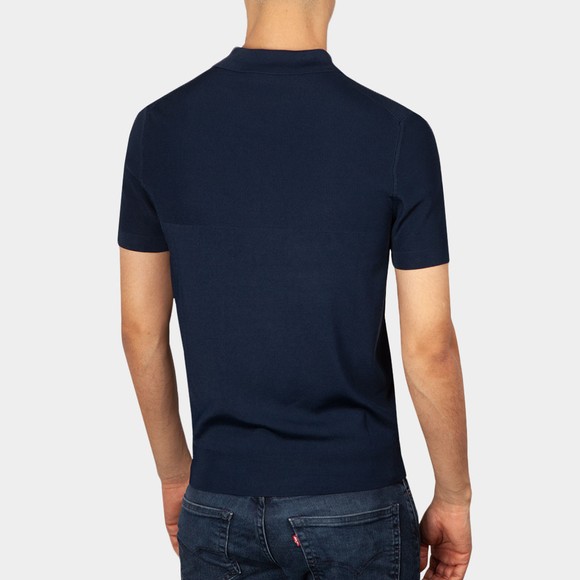 HUGO Mens Blue Sayfong Knitted Zip Short Sleeve Polo Shirt #4