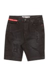 Eleven Degrees Mens Black Rip and Repair Skinny Denim Shorts