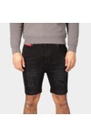 Eleven Degrees Mens Black Rip and Repair Skinny Denim Shorts