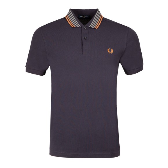 Fred Perry Mens Grey Striped Collar Polo Shirt main image