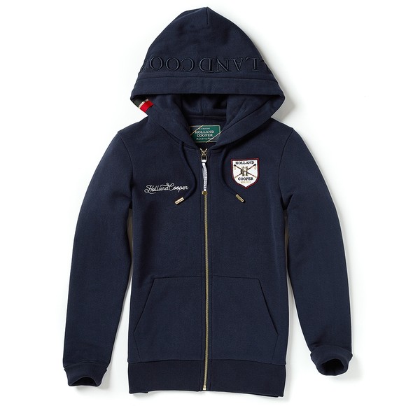 Holland Cooper Womens Blue IX Applique Zip Hoody #1