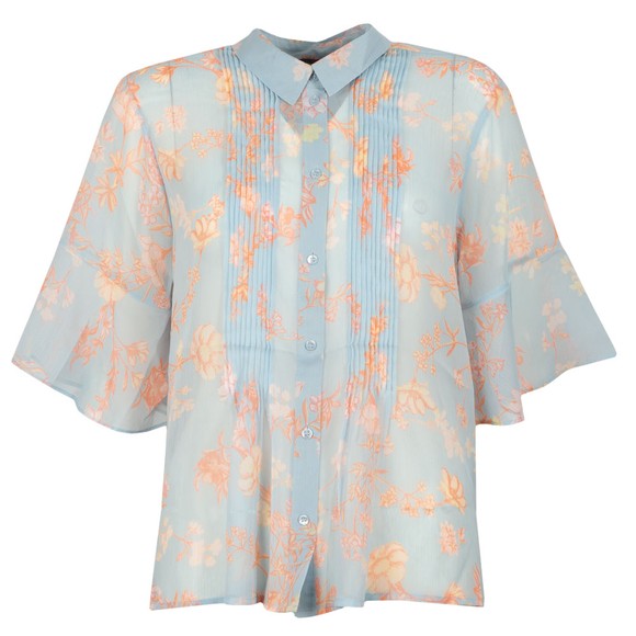 French Connection Womens Blue Diana Crinkle Pintuck Shirt #1
