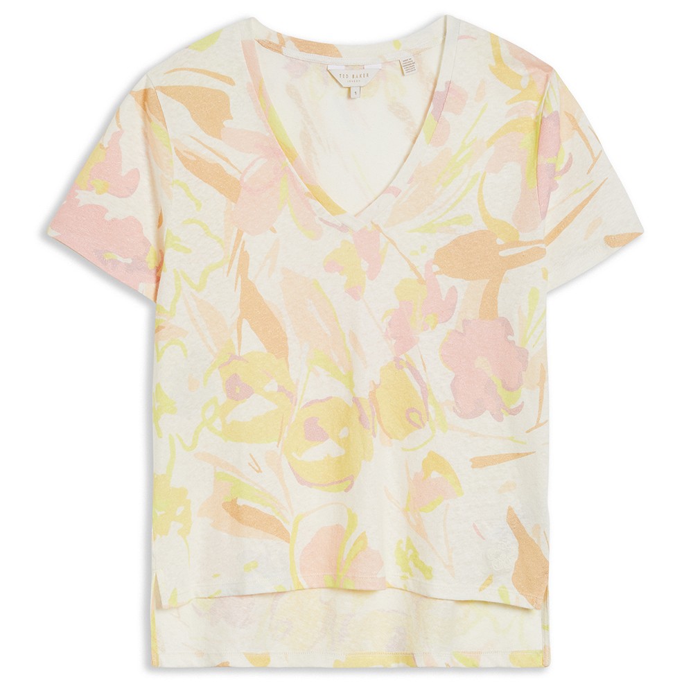 Ciana V Neck Printed Linen Top