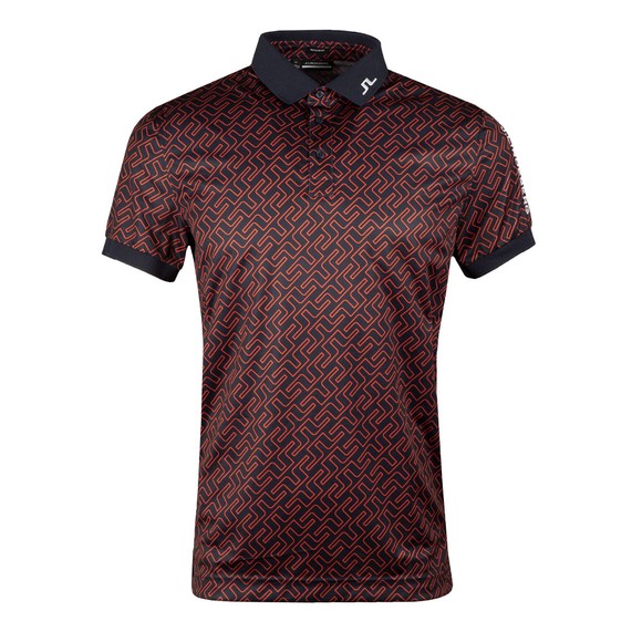 J.Lindeberg Mens Blue Tour Tech Regular Fit Print Polo Shirt #1